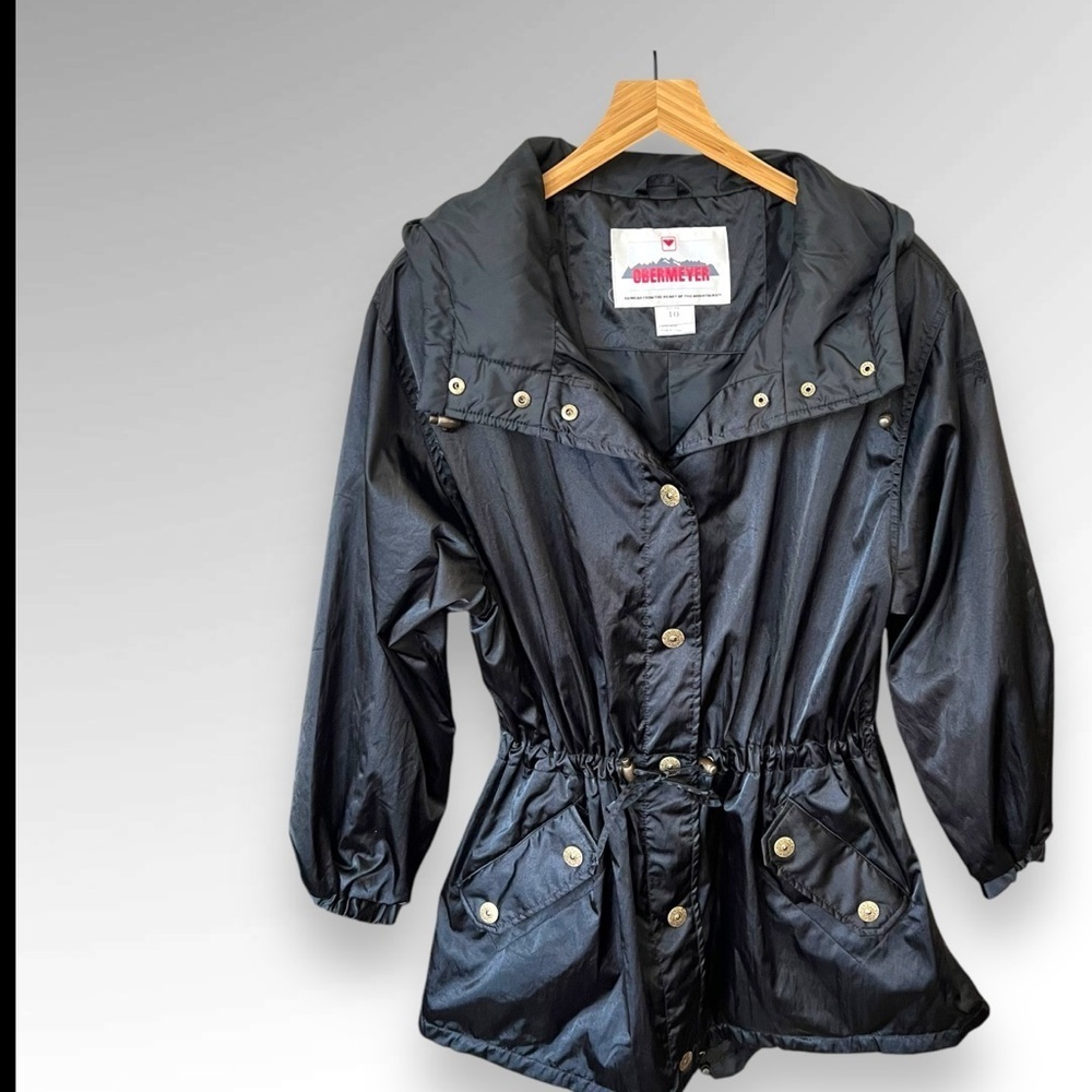 Obermeyer VTG 70s PAMELA Ski Parka Jacket Drawstring Hood Waist Black